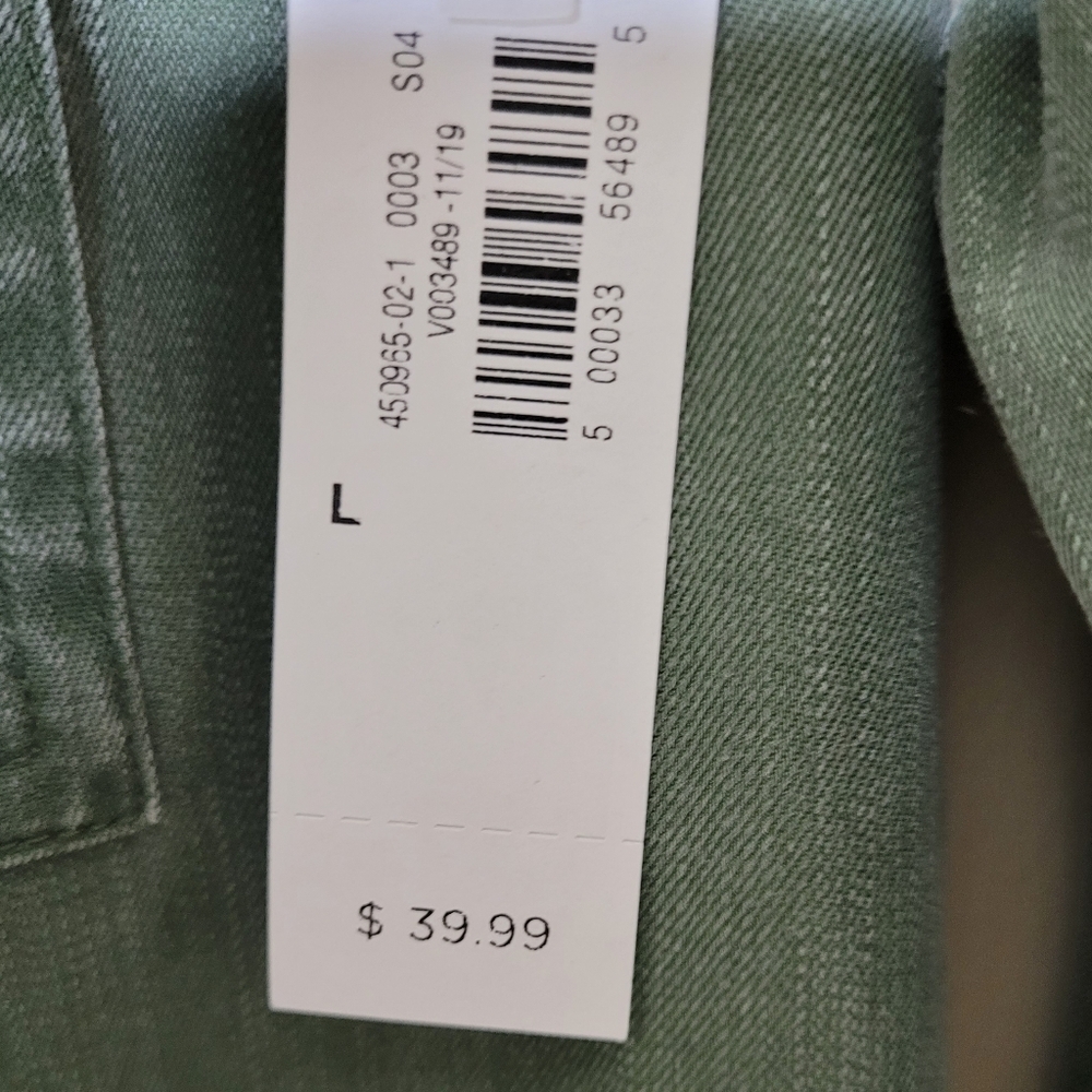 Old Navy Faded Twill Long Sleeve Shirt Dress In Matcha Green Size L NWT - Picture 8 of 9